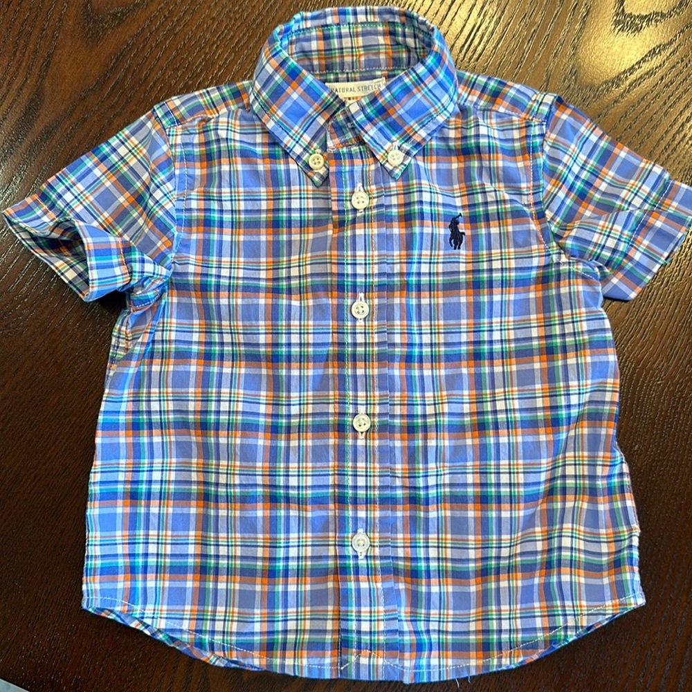 Plaid Ralph Lauren button up shirt. Size 9 month